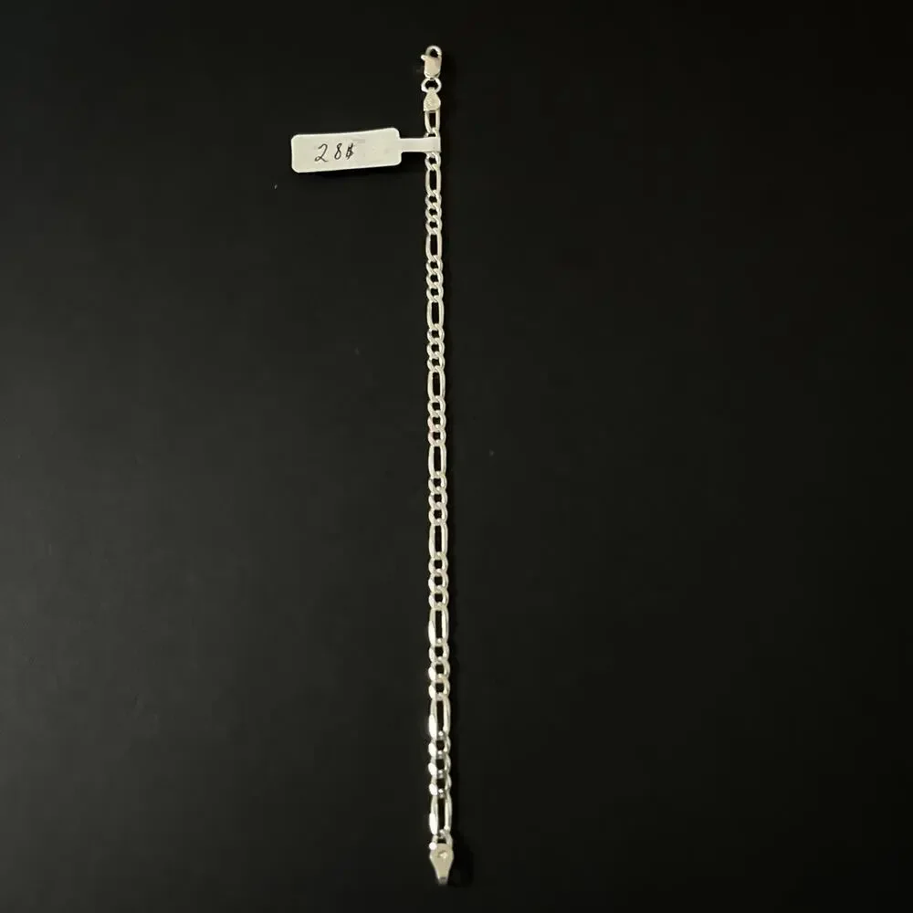 Esclava De Plata 925 Con Tejido Figaro,925 Silver Bracelet 7 Inch